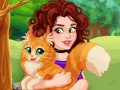 Permainan Olivia mengangkat seekor kucing talian Permainan Olivia mengangkat seekor kucing talian