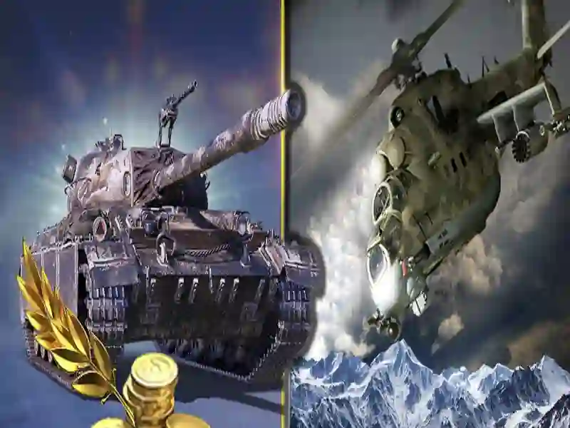 Permainan Strategi perang. Tangki dan helikopter talian