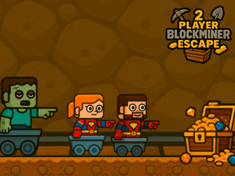 Permainan 2 pemain blockminer melarikan diri talian