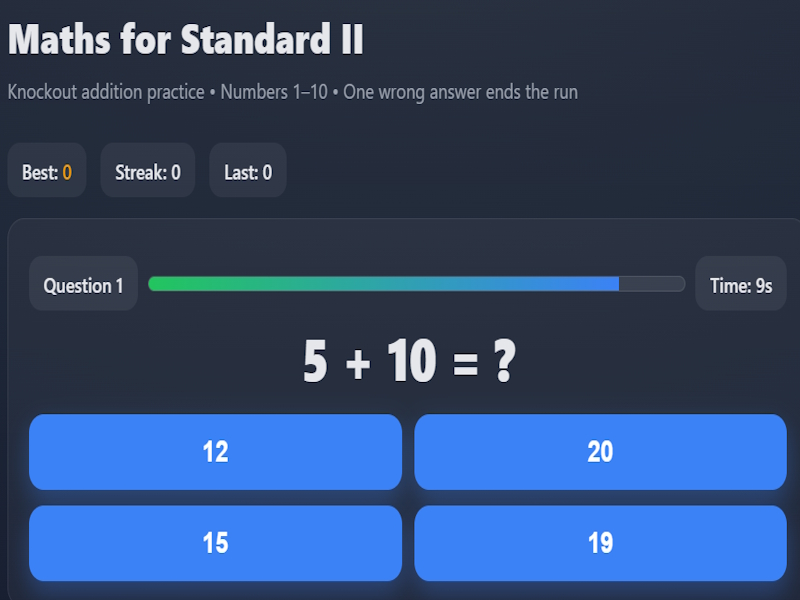 Permainan Matematik untuk Standard II talian